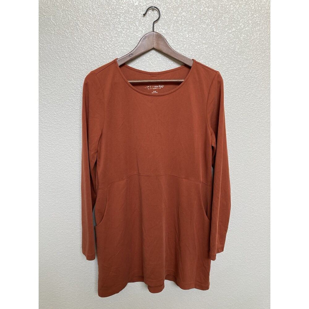 Soft Surroundings orange tunic size small front pocket long sleeve flowy casual